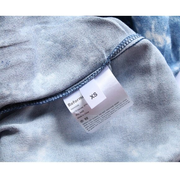 Reformation Seville Tie-Dyed Georgette Mini Dress / Size XS / Blue White - Picture 9 of 9